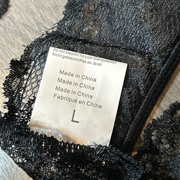 Bralette and Thong Panty Lace 2 Pc. Lingerie Set Size L Black - Picture 4 of 13